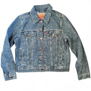 Levi's Trucker Speckled Blue Jean Denim Jacket for Women Large